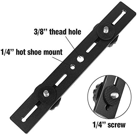 Dual Flash Bracket, Chromlives 1/4" Dual Camera Mount Extension Bar, 8" Dual Tripod Bracket for Camera and LED Light