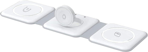 3 in 1 Magnetic Foldable Wireless Charger, Travel Charging Station for Multiple Apple Devices, Adapter Not Included