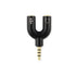 3.5mm Stereo Splitter Y Adapter - Audio to Mic Headset Jack Plug, Black