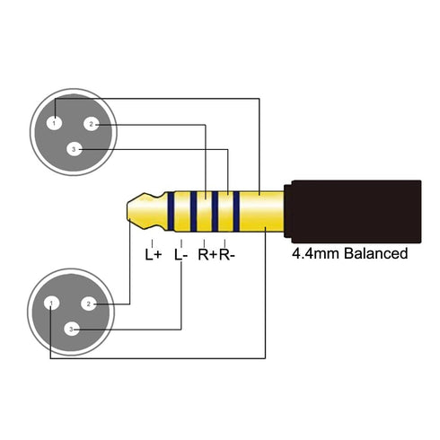 Youkamoo 4.4mm to Dual XLR Male Balanced Audio Headphone Adapter - Silver Plated Cable 5 FT