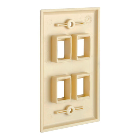 Cmple 4 Port Keystone Wall Plate - 1 Gang Standard Size Ethernet Wall Plate Keystone Jack Insert - Ivory