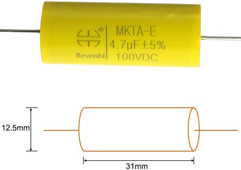 MEETOOT 5pcs Audio Frequency Divider MKTA-E 4.7J100V Polypropylene Capacitor for Audio Amplifier