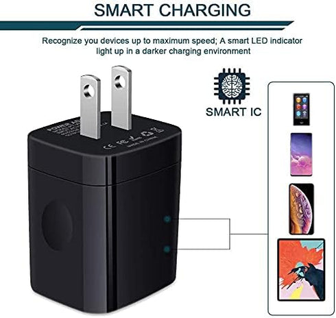 AILKIN 3 USB Wall Charger, Triple Fast Charging Block Home Charger Station for iPhone, Samsung Galaxy, LG, and More
