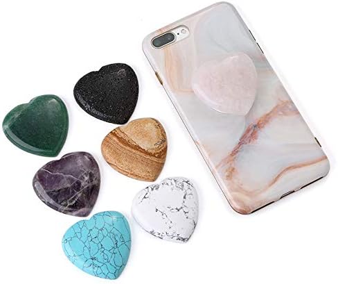Black Lava Stone Heart Phone Grip - Essential Oil Diffuser Collapsible Holder for Smartphone and Tablet