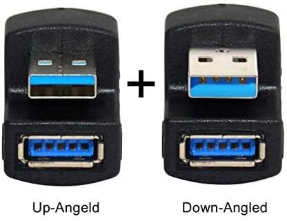 cablecc 1 Set Up & Down Angled USB 3.0 Adapter, A Male to Female Extension, 180 Degree