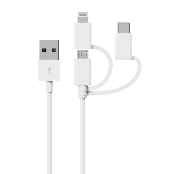 3 in 1 Charge & Sync Cable for Phone 15/14, iPad, HTC, LG, Samsung Galaxy, Sony Xperia and More (2 Pack, 3.4ft)