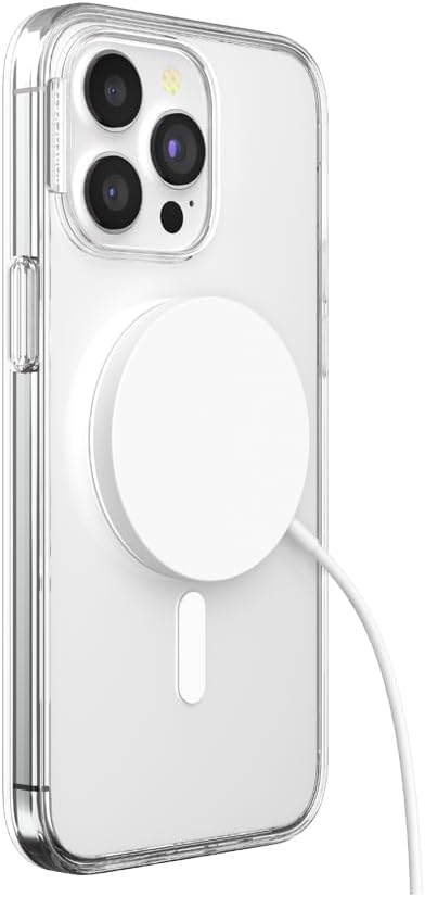 PopSockets iPhone 15 Pro Max Case with Round Phone Grip, Compatible with MagSafe, Wireless Charging Compatible - Clear