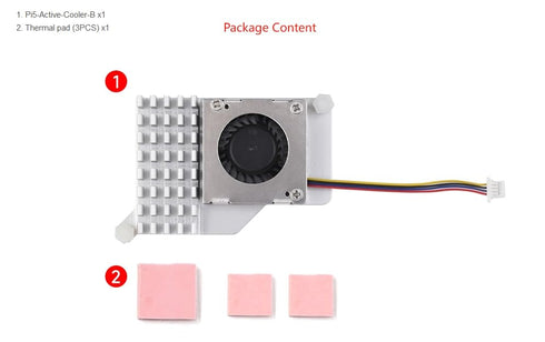 Active Cooler for Raspberry Pi 5, Temperature-Controlled Blower Fan with Aluminum Heatsink and Thermal Pad (No Pi