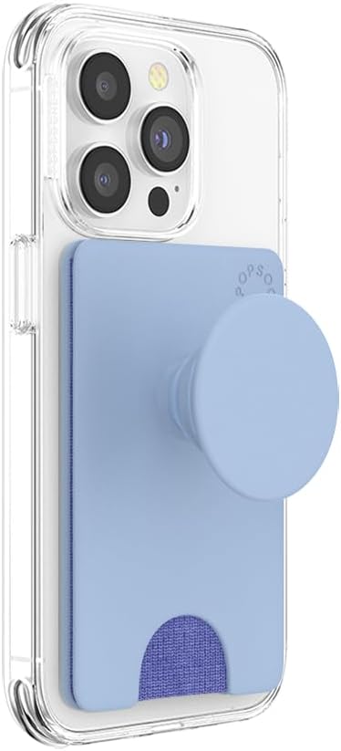 PopSockets Phone Wallet with Expanding Phone Grip, Phone Card Holder, Solid PopWallet - Cornflower Blue