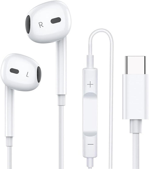 Type C Earphones for iPhone 15, Wired Stereo in-Ear Earbuds Compatible with Most Type C Jack Devices