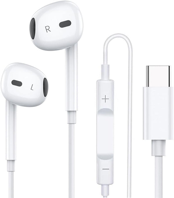 Type C Earphones for iPhone 15, Wired Stereo in-Ear Earbuds Compatible with Most Type C Jack Devices