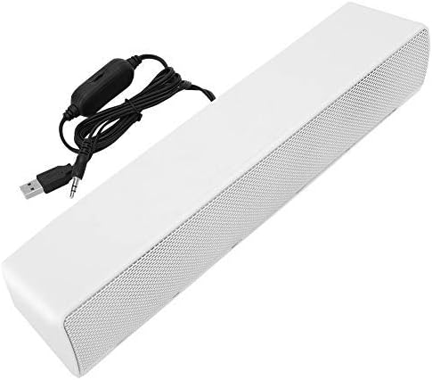 Mini USB Speaker, Lightweight Wired LED Soundbar for PC, Stereo Soundbox, 3.5mm Audio Jack for Home Theater