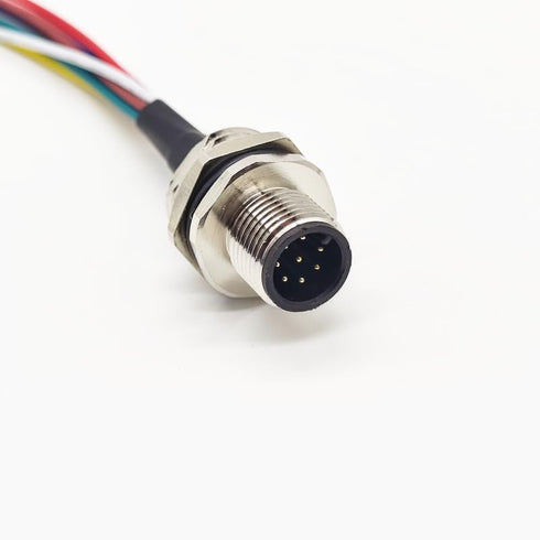 M12 8Pin Male Connector Cable, Waterproof A Coded Straight Back Mount Unshielded Electrical Cable (0.5 Meter)