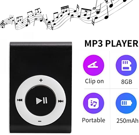 Acogedor Mp3 Mini?MP3 Player, Portable Digital Music Media Player Back?Clip Player with Earphone and USB Cable(Black)