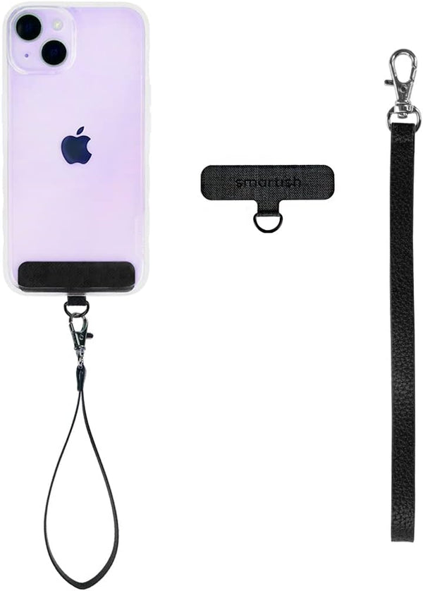 Smartish Phone Wristlet - Case Clinger, Universal iPhone Holder with Detachable Wrist Strap Loop - Black Vegan Leather