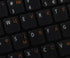 RUSSIAN - UKRAINIAN KEYBOARD LABELS ON TRANSPARENT BACKGROUND with ORANGE LETTERING (14X14)