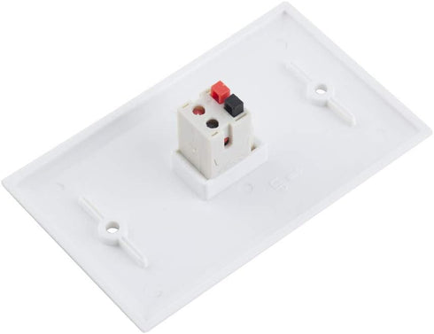 1 Port Speaker Jack Module Keystone Single Gang Wall Plate for Home Theater - White (1-Port)