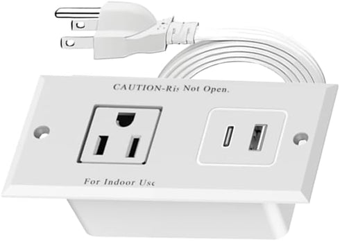 Geao Adapter 1500W Small Recessed Power Strip with Inset USB Electrical Outlet Extender Plug