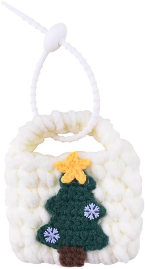 Christmas Tree Crochet Mini Bag Handmade Knit Earbud Pouch for Holiday Festival
