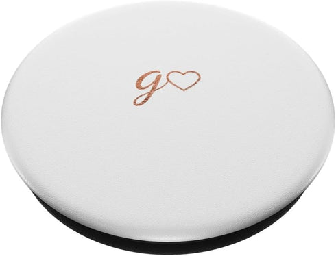 Rose Initial Letter G Heart Minimalist White PopSockets Standard PopGrip