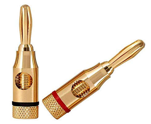 4 Pairs 8 Plugs Gold Plated Speaker Banana Plugs Open Screw Type Brass Connector for Home Theater