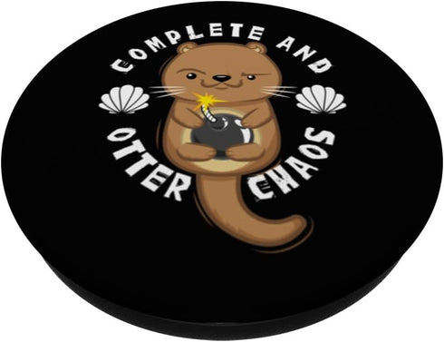 Otter Chaos Funny Cute Aquatic Otters Pun Sea Creature PopSockets Standard PopGrip