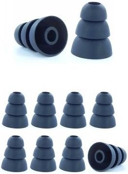 Earphones Plus Brand Large Triple Flange Replacement Ear Tips for In-Ear Earbuds, Black