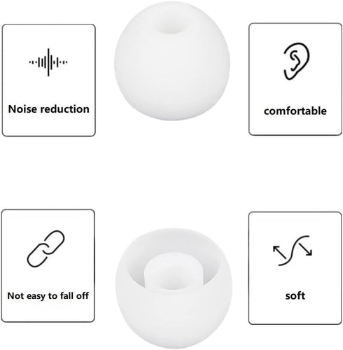 Small White Silicone Earbud Tips - 36 Pieces, Soft & Comfortable, Fits Most In-Ear Headphones, Inner Hole 3.8mm-5.5mm.