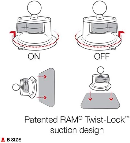 RAM MOUNTS Twist-Lock Composite Suction Cup Base with Ball RAP-B-224-1U, B Size 1" Ball