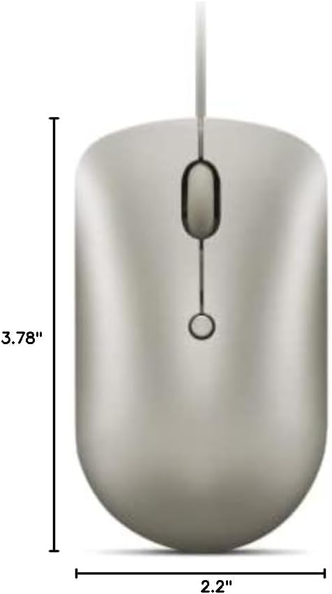 Lenovo 540 USB-C Wired Computer Mouse for PC, Laptop, Ambidextrous Design, Compact Size - Sand