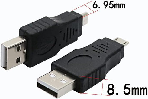 USB 2.0 Adapter A Male to Micro Male, Black (3 Pack) USB A Male to Micro Male Adaptor