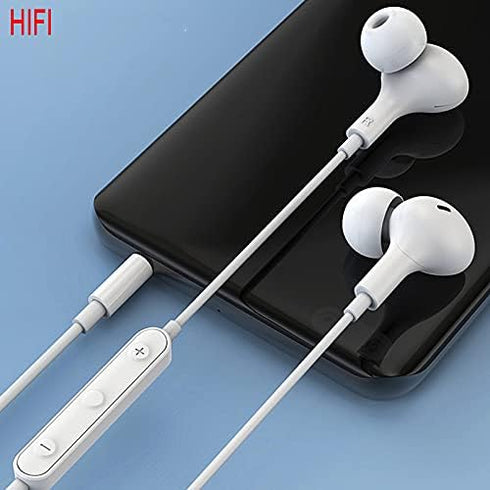 Earbuds Noise Cancelling Wired Magnetic Earphone Headphones for Samsung Galaxy A13 A23 A03S A02S A12 A22 A32 A42 A52 A72 A14 5G OnePlus Nord N30 N20 N200 5G TCL 40 XL 30 XL Stylus 5G (A- White)