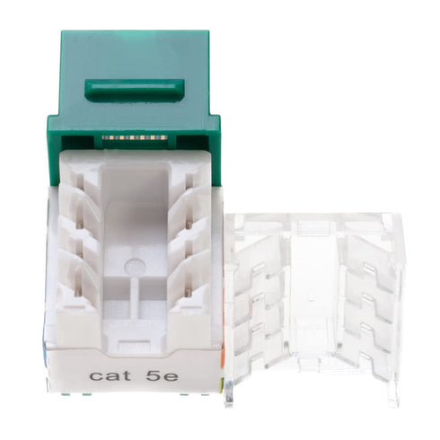 Cat5e Keystone Ethernet Wall Jack Punch Down UTP, 45-Degree Slim Profile Speed Termination, Green 45 Angled (5 Pack)