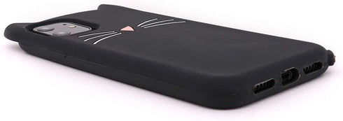 Cute iPhone 11 Case, Funny Animals Black Whisker Cat Ears 3D Cartoon Soft Silicone Shockproof Cover for Girls