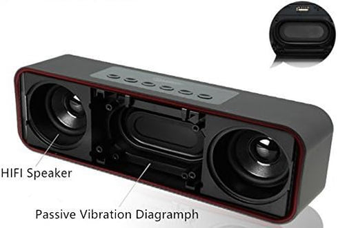 Portable Bluetooth Stereo Speaker with Dual Subwoofer, FM Radio, Handsfree Speakerphone for Smart Phone & Tablet