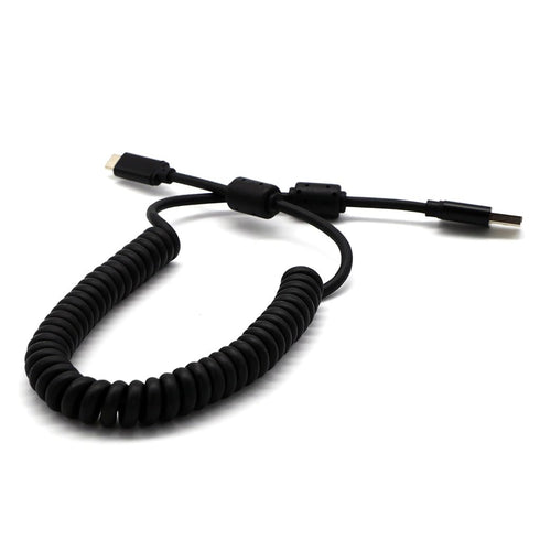 Digirig Coiled USB-A to USB-C Cable with Ferrites, Shielded