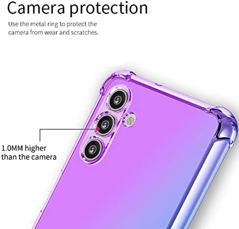 Osophter Clear Case for Samsung Galaxy A13 5G, TPU Shock-Absorption Cover with Screen Protector for A04S (Purple Blue)