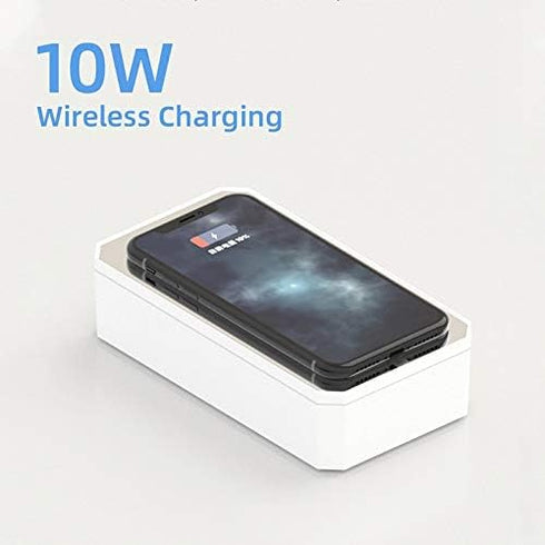 CarbonKlean UVKlear UVC Sterilization Kit with Wireless Charger, Removable Mobile Cosmetics Mirror and UV Sanitizer