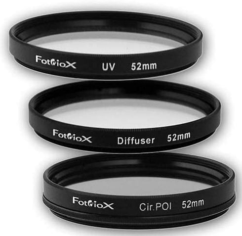 Fotodiox Filter Kit, UV, Circular Polarizer, Soft Diffuser, 52mm for Canon, Nikon, Sony, Olympus, Pentax, Panasonic Camera Lenses.