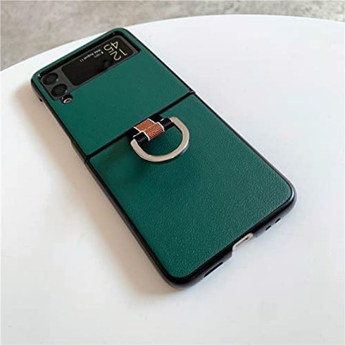 Lunivop Phone Case for Samsung Galaxy Z Flip3 5G, Luxury Ultra Slim Hard Plastic PU Leather Shockproof Green
