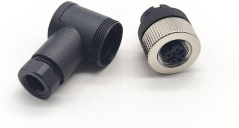 Power Connectors M12 5 Pin Angled Female Socket, Waterproof Screw Assembly Plug
