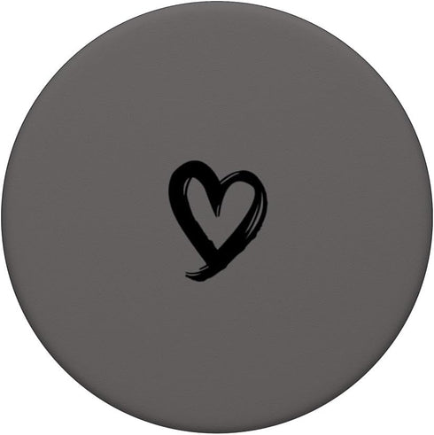 Black Minimalist Heart PopSockets Standard PopGrip - Gray