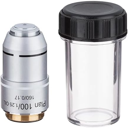 FTVOGUE 100X Achromatic Objective Lens, A100X Brass Microscope Objective, High Magnification 1.25 Numerical