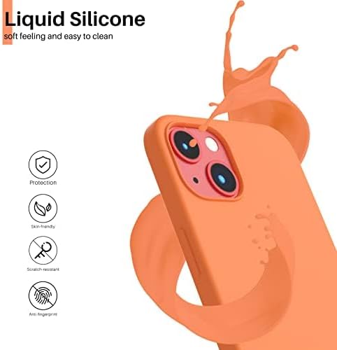 ORNARTO Slim Liquid Silicone Case for iPhone 13 6.1, Full Covered Soft Gel Rubber Cover, Orange