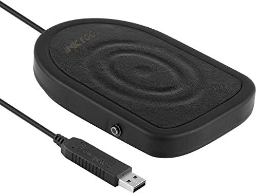 iKKEGOL Black Metal USB Foot Pedal Switch, Programmable Digital Hand Control Keyboard Mouse with 3 Color Rubber Mat