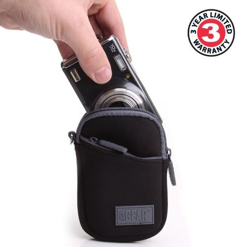 USA Gear Point and Shoot Camera Case, Black, Compatible with Nikon Coolpix A10, S4300, S6900, W300, Neoprene Sleeve