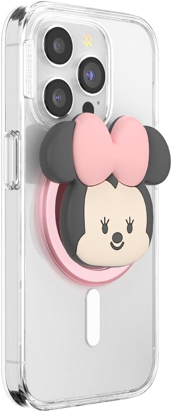PopSockets Round Phone Grip Compatible with MagSafe, Adapter Ring Included, Wireless Charging Compatible - Disney Minnie