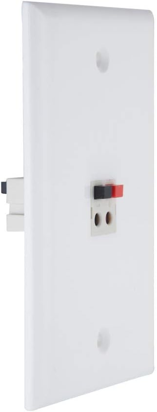 1 Port Speaker Jack Module Keystone Single Gang Wall Plate for Home Theater - White (1-Port)