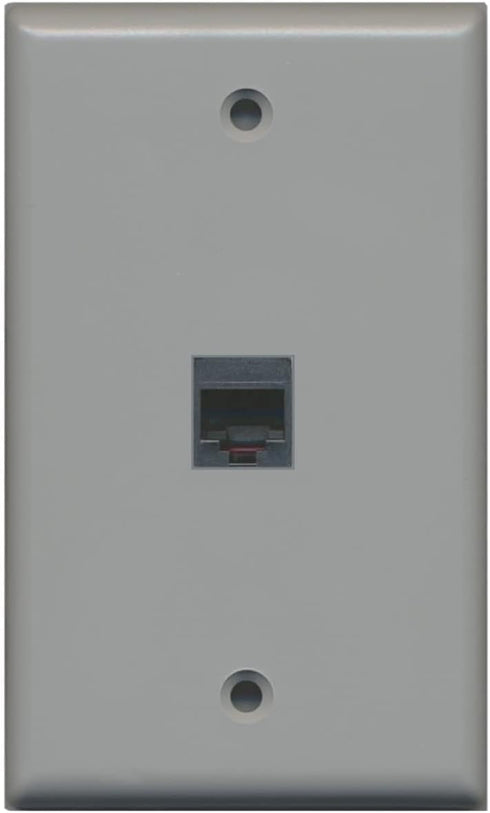 RiteAV Rj11/12 Phone Wall Plate 1 Gang Flat - Gray