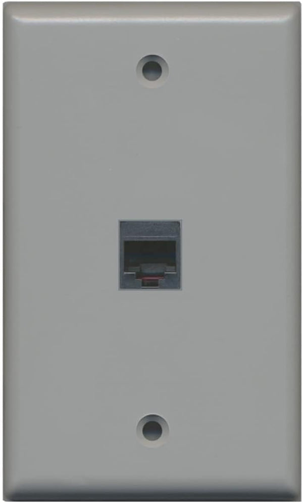 RiteAV Rj11/12 Phone Wall Plate 1 Gang Flat - Gray